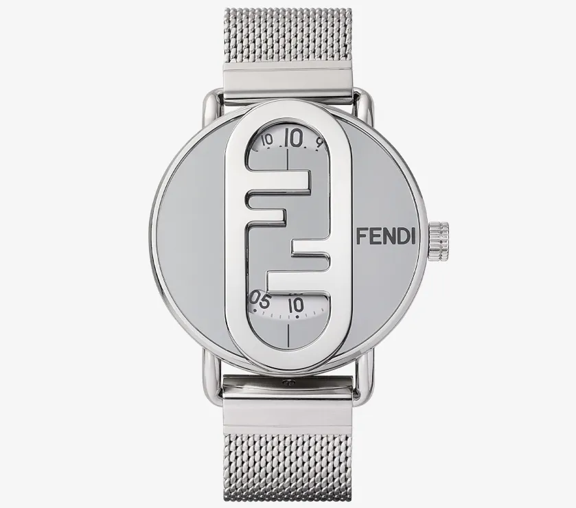 FENDI Round Steel / Nylon watch with O'Lock logo 42MM