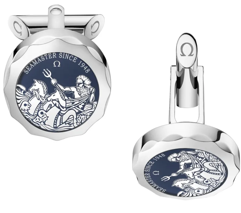 Omega Seamaster Cufflinks Sapphire Crystal Plates Steel