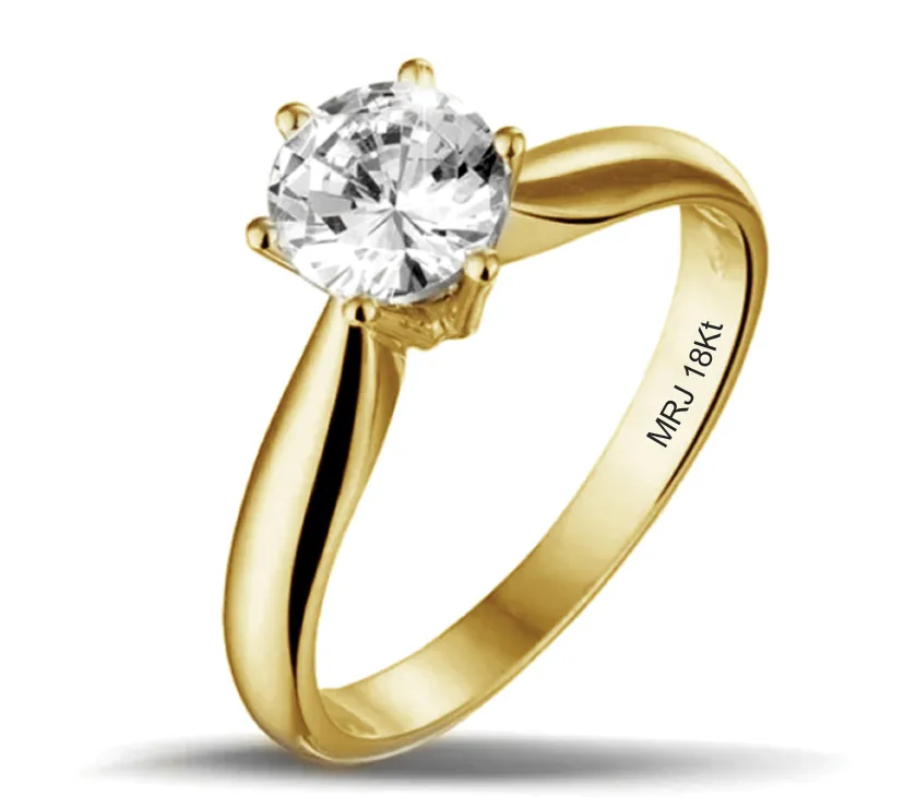 MRJ 18Kt yellow gold Solitaire Ring 1ct Diamond